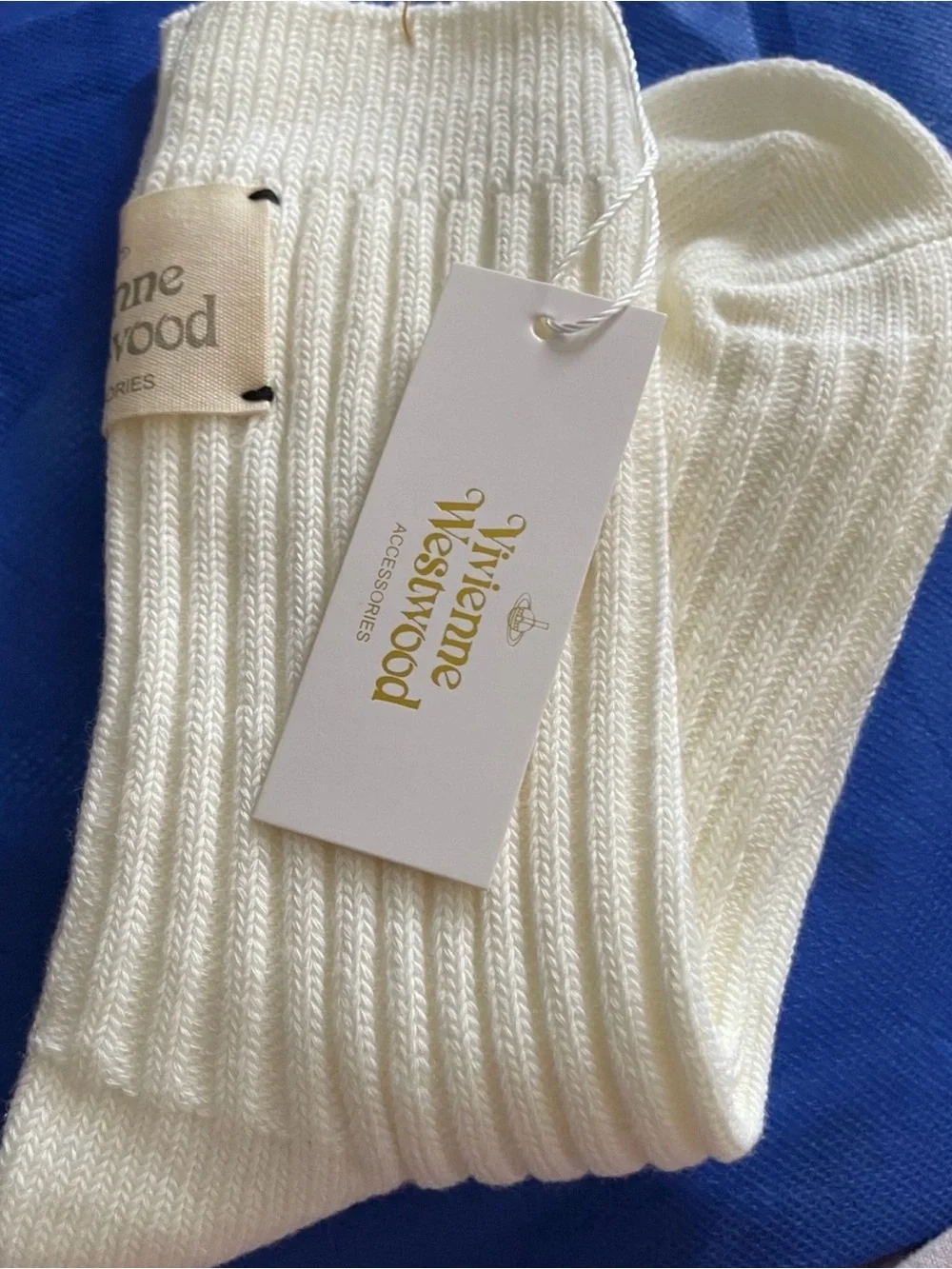 Vivienne Westwood Cream Ribbed Cotton Blend Socks